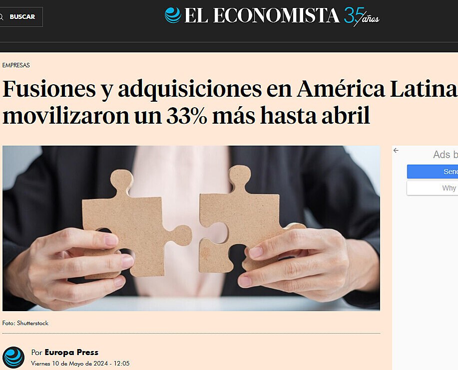 Fusiones y adquisiciones en Amrica Latina movilizaron un 33% ms hasta abril